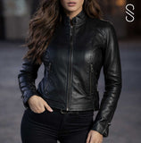 Vintage Women’s Black Cafe Racer Leather Jacket