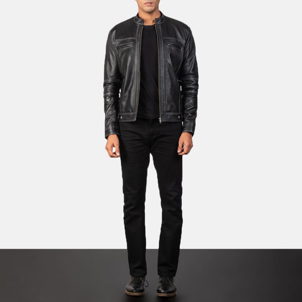 Strider Black Leather Biker Jacket