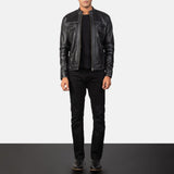 Strider Black Leather Biker Jacket