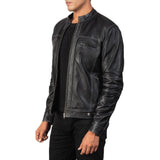 Strider Black Leather Biker Jacket