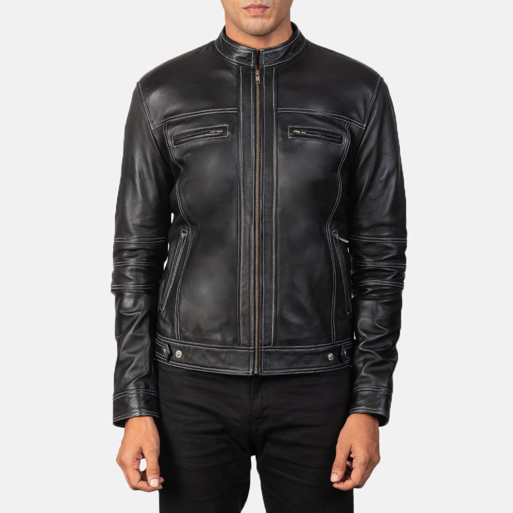 Strider Black Leather Biker Jacket