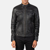 Strider Black Leather Biker Jacket