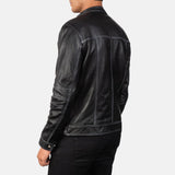 Strider Black Leather Biker Jacket
