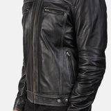 Strider Black Leather Biker Jacket