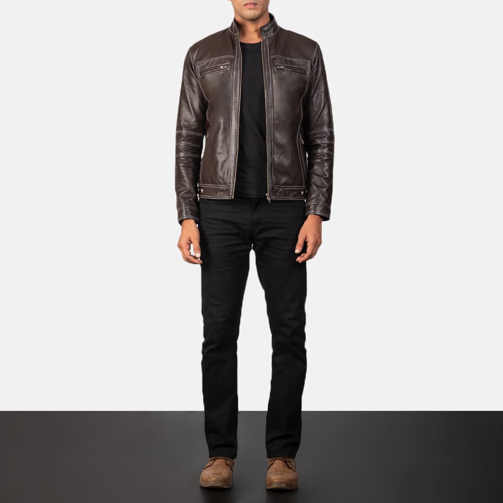 Strider Brown Leather Biker Jacket