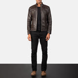 Strider Brown Leather Biker Jacket