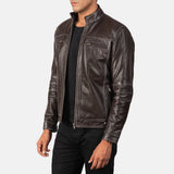 Strider Brown Leather Biker Jacket