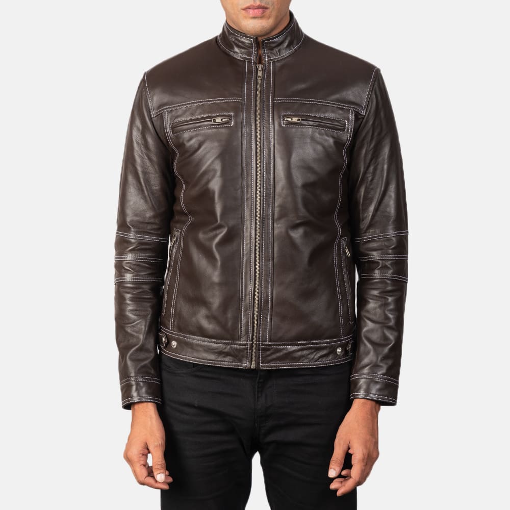 Strider Brown Leather Biker Jacket
