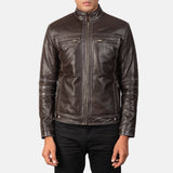 Strider Brown Leather Biker Jacket