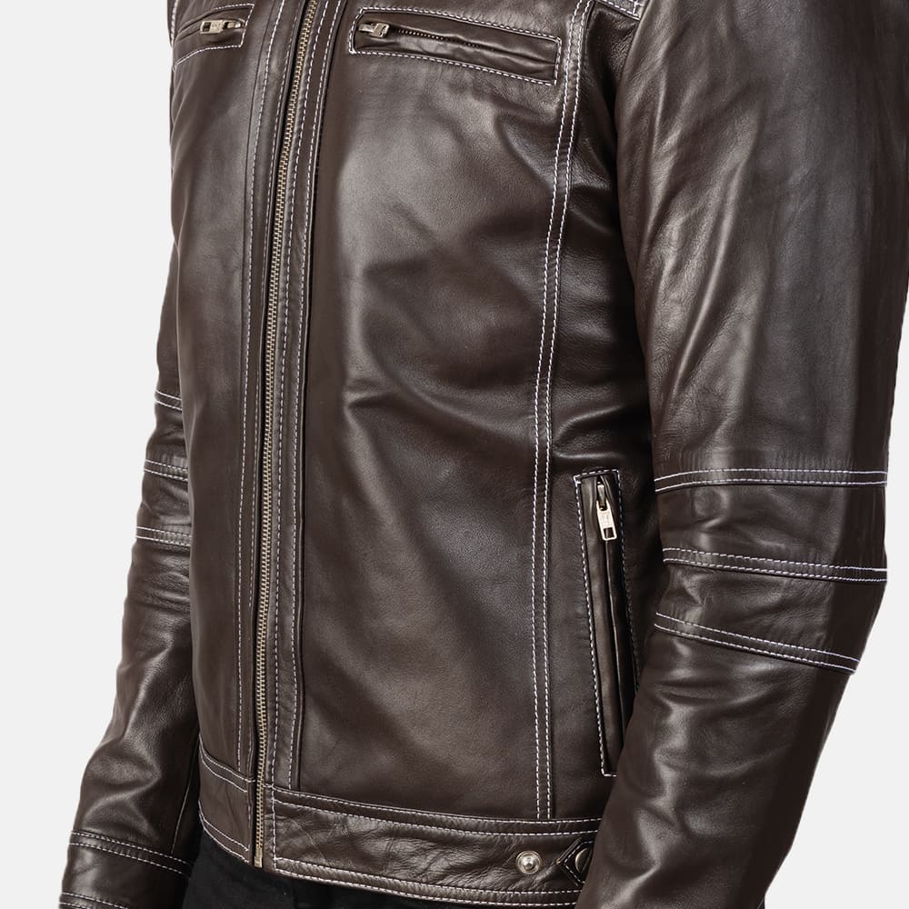 Strider Brown Leather Biker Jacket