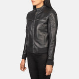 Saltco Zenna Black Leather Bomber Jacket