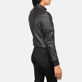 Saltco Zenna Black Leather Bomber Jacket