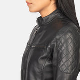 Saltco Zenna Black Leather Bomber Jacket
