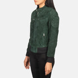 Saltco Zenna Green Suede Bomber Jacket
