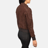 Rhea Mocha Suede Bomber Jacket for Women