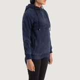 Lyla Blue Hooded Suede Pullover Jacket