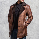 Ionic Distressed Brown Leather Motorcycle Jacket