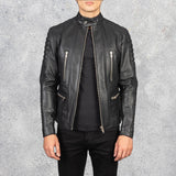 Damon Men's Black Leather Biker Jacket
