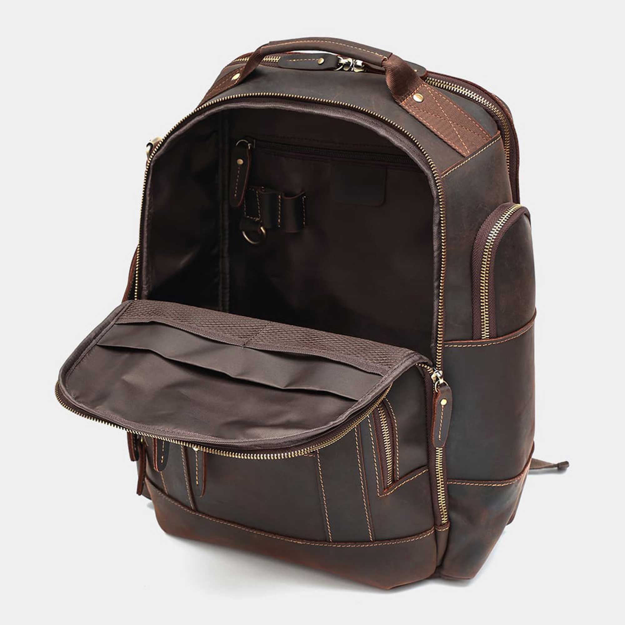 full grain leather backpack