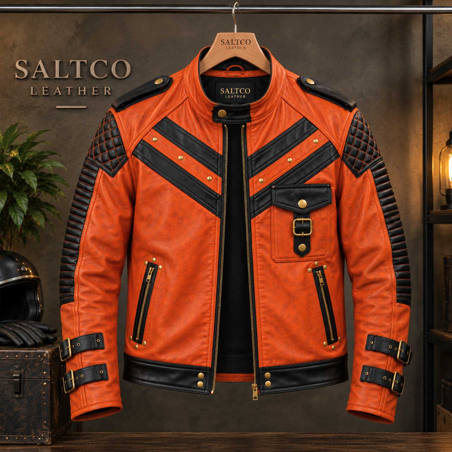 SaltCo Mens Vintage Orange Leather Biker Jacket

SaltCo Orange Black Leather Motorcycle Jacket for Men

SaltCo Mens Distressed Orange Leather Biker Jacket

SaltCo Vintage Orange Leather Moto Jacket with Black Details

SaltCo Mens Orange Leather Cafe Racer Biker Jacket