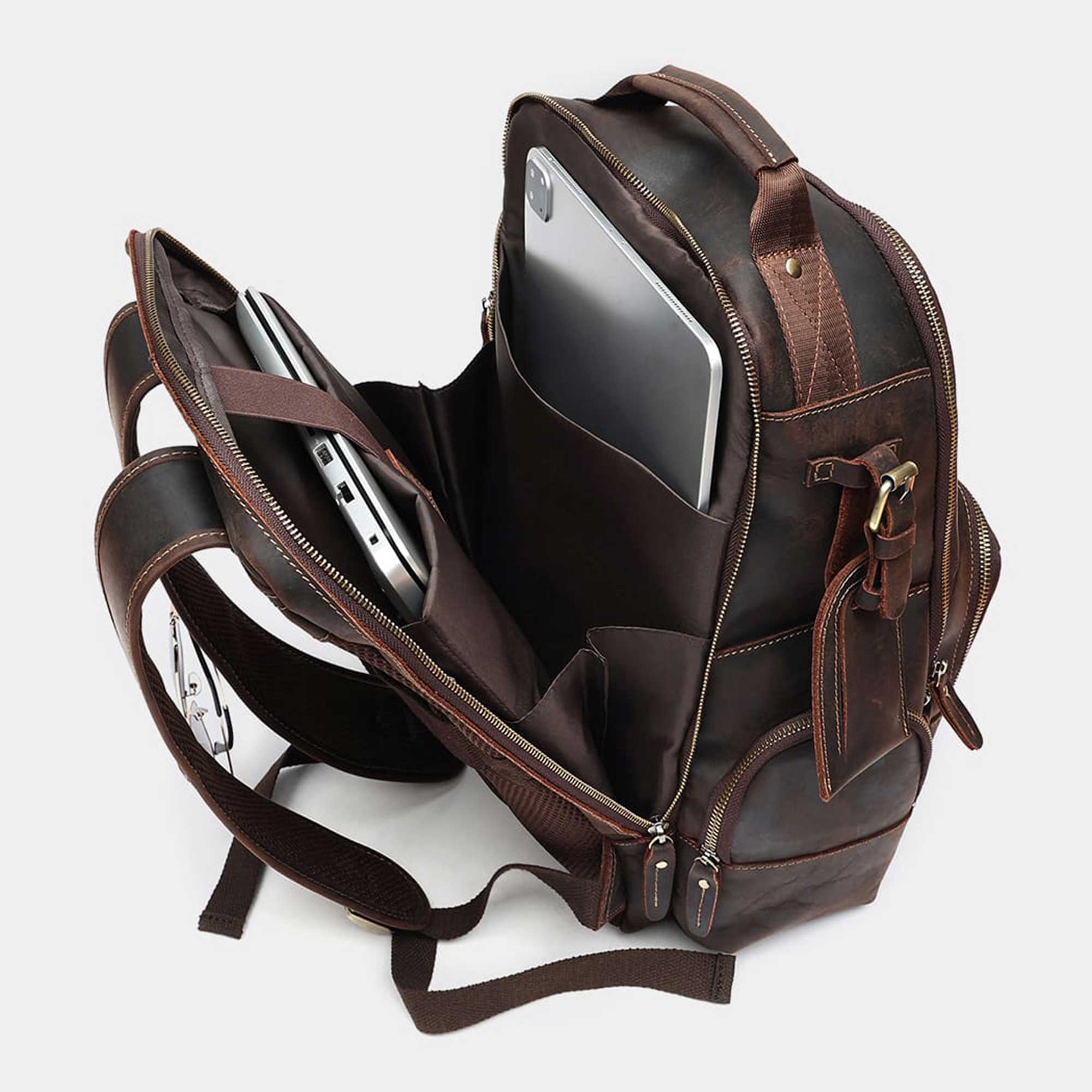 cowhide leather backpack