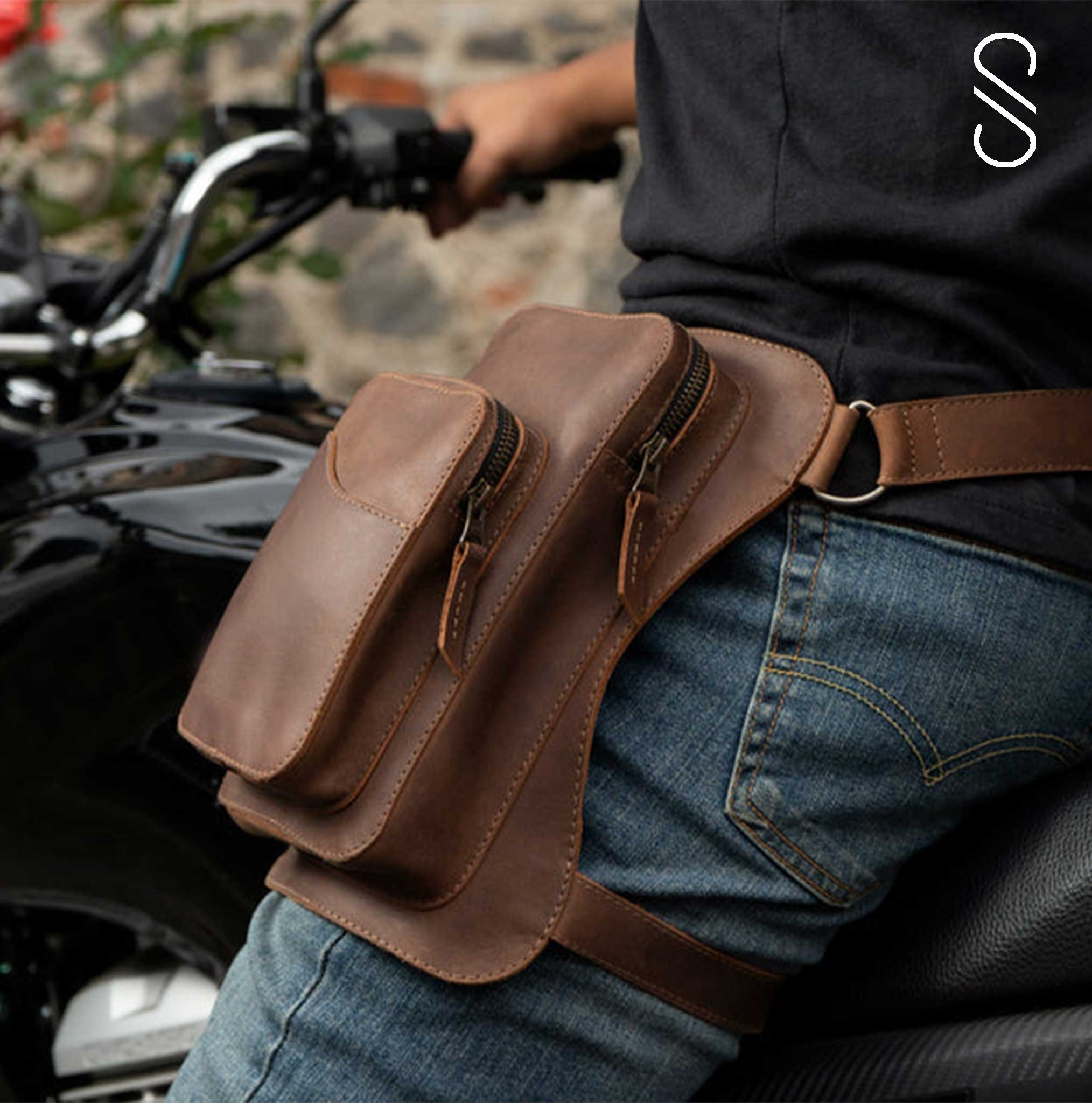 Leather Leg Bag for Bikers