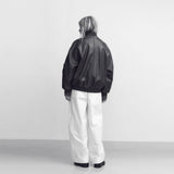 LuxeLoom Oversized Women's Distressed Leather Bomber Jacket 