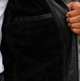 Leather Hooded Biker Jacket for Men