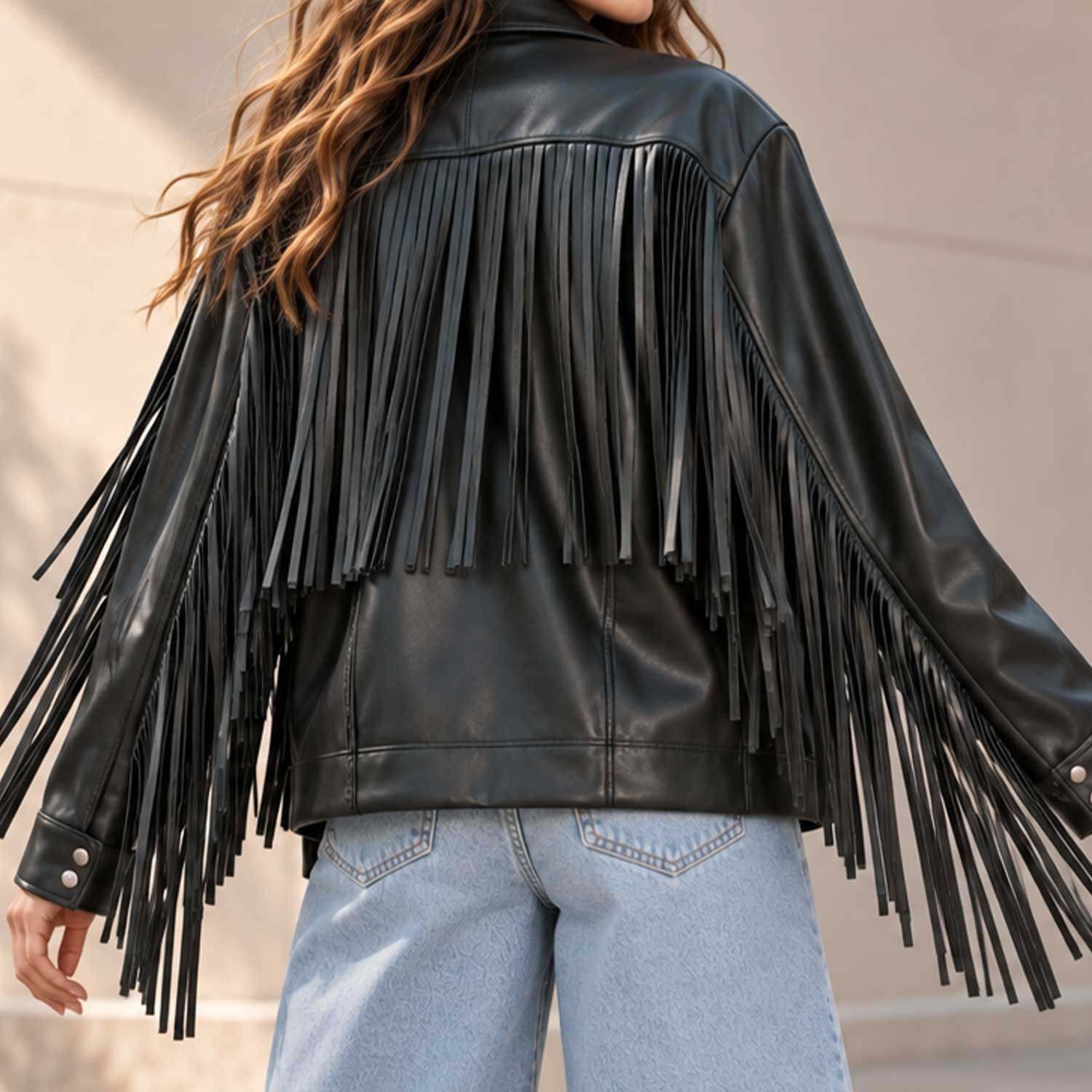 fringe jacket
leather fringe
womens leather
western jacket
black leather
leather jacket
fringe leather
cowboy jacket
western leather
womens jacket
button jacket
leather outerwear
fringe coat