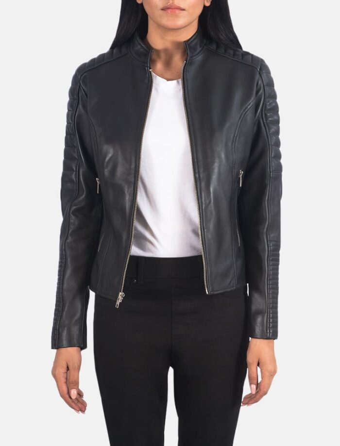 Adalyn Quilted Black Leather Biker Jacket