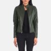 Adalyn Quilted Green Leather Biker Jacket