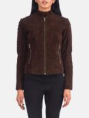 Adalyn Quilted Mocha Suede Biker Jacket