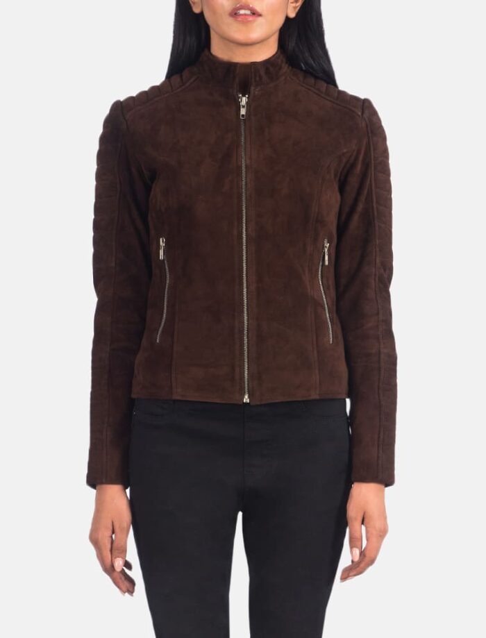 Adalyn Quilted Mocha Suede Biker Jacket