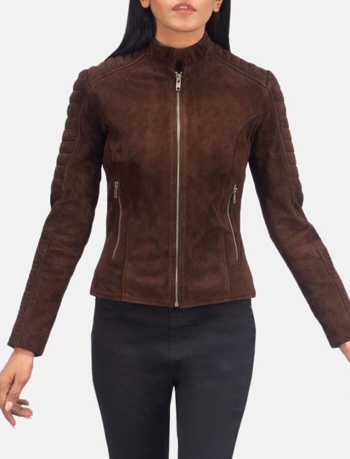 Adalyn Quilted Mocha Suede Biker Jacket