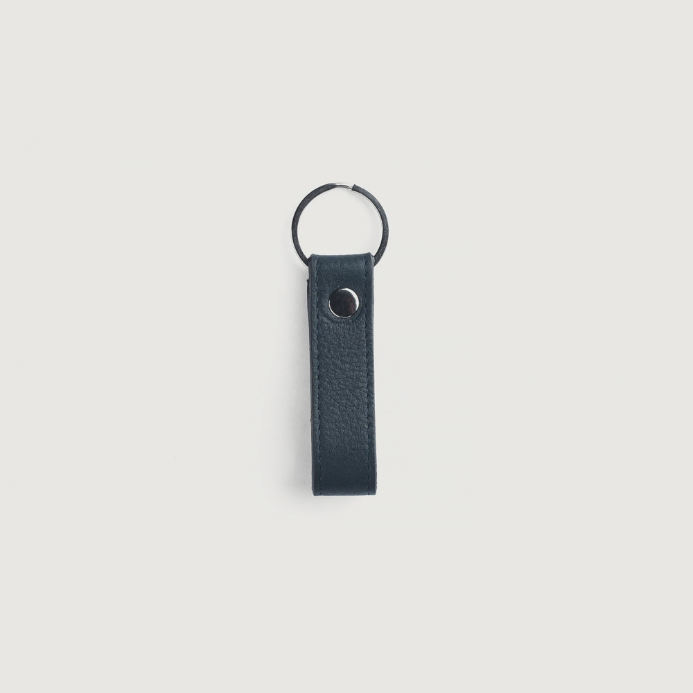 Dane Blue Leather Keychain