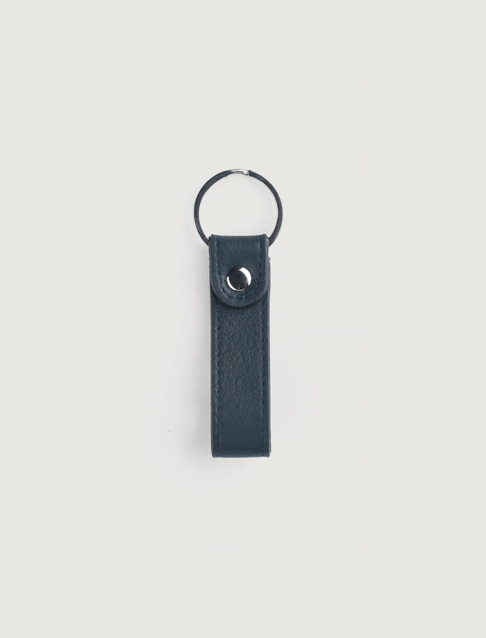 Dane Blue Leather Keychain