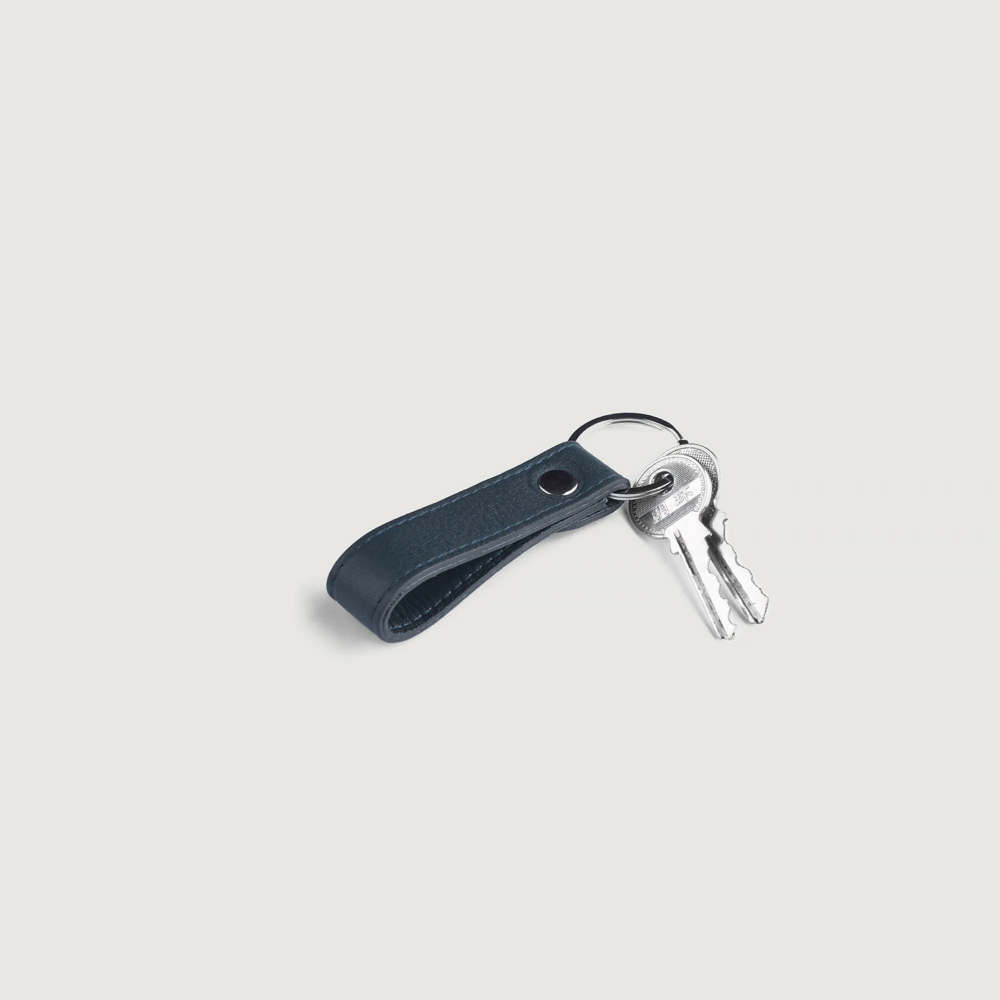 Dane Blue Leather Keychain