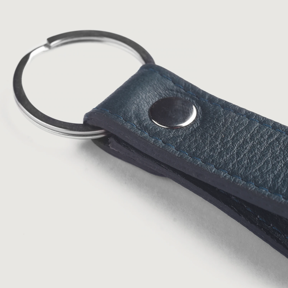 Dane Blue Leather Keychain