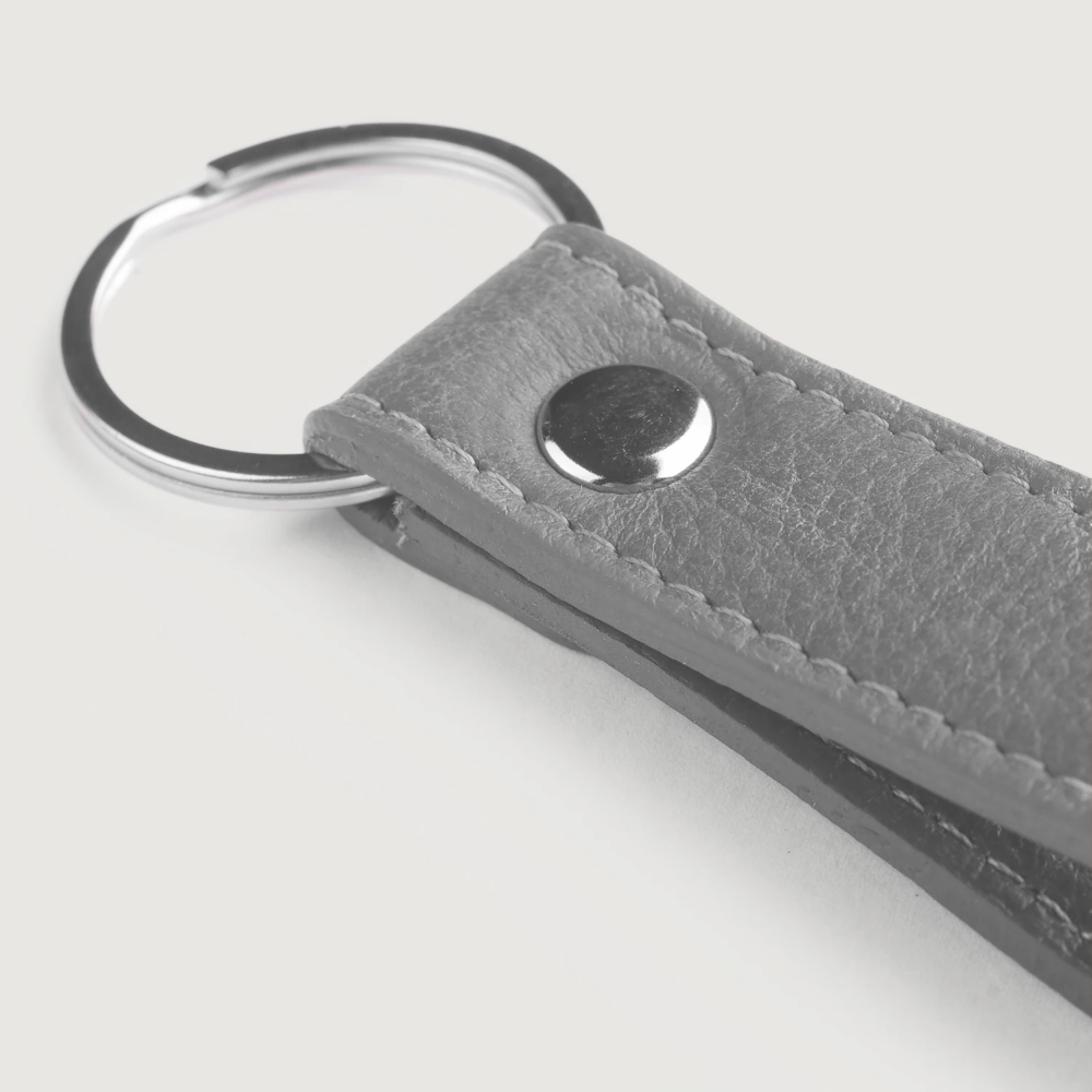 Grayson Grey Leather Keychain