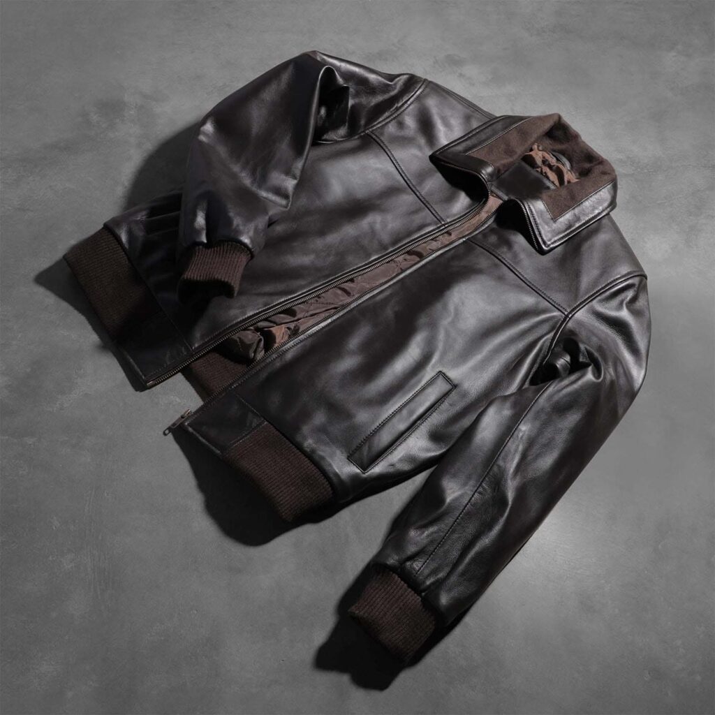 Air Rolf Brown Leather Bomber Jacket 7