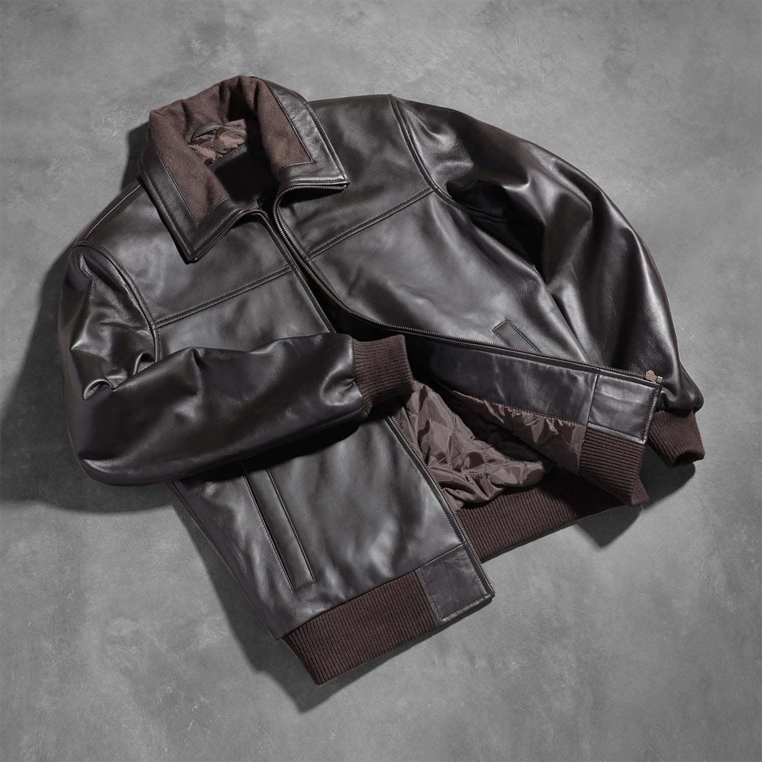 Air Rolf Brown Leather Bomber Jacket 8