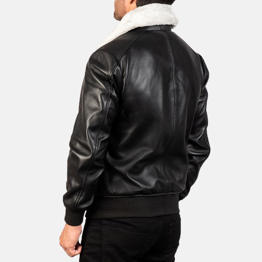 Airin G-1 Black & White Leather Bomber Jacket 5