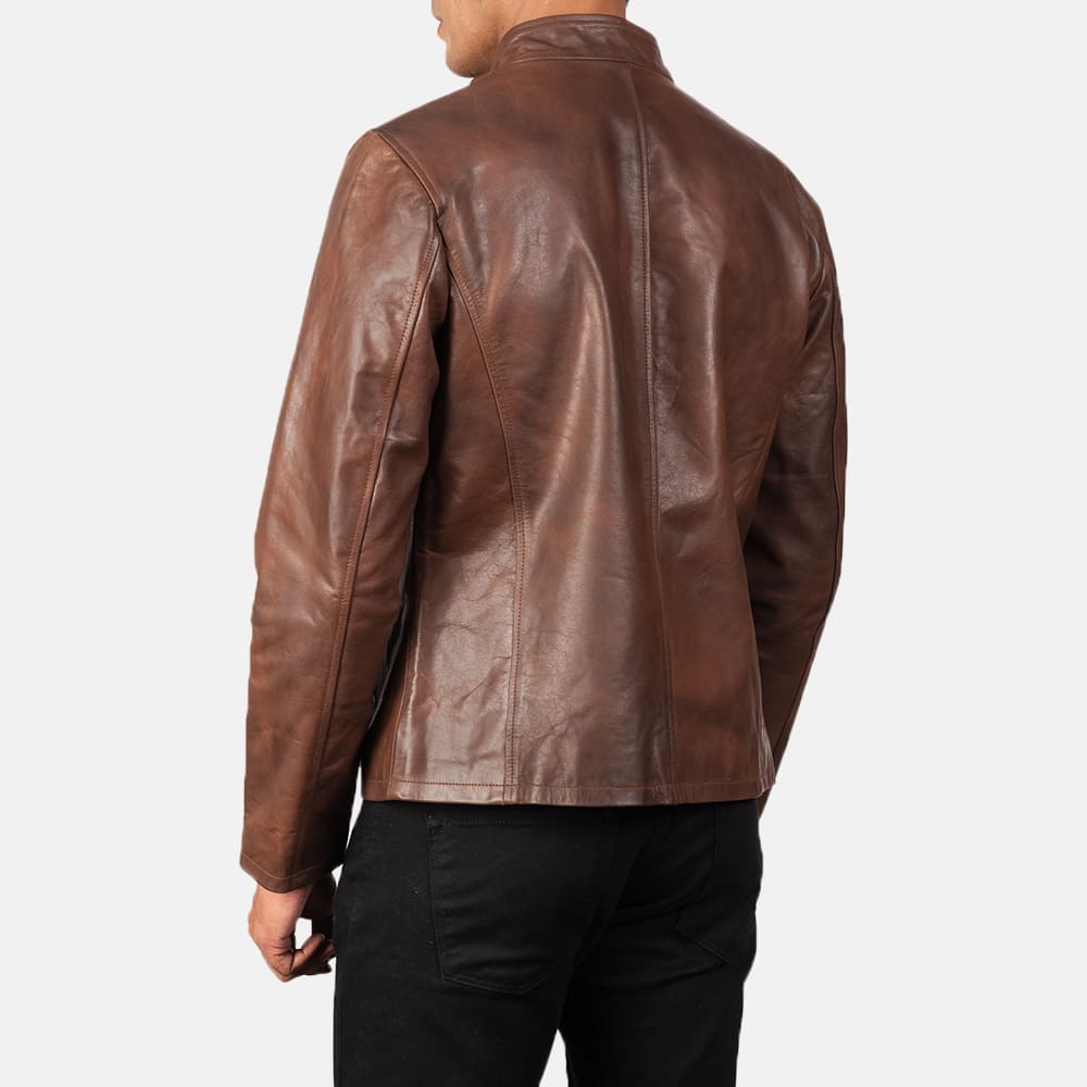 Alex Brown Leather Biker Jacket 5