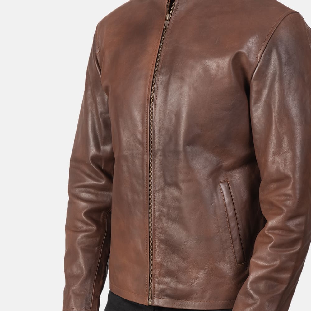 Alex Brown Leather Biker Jacket 6