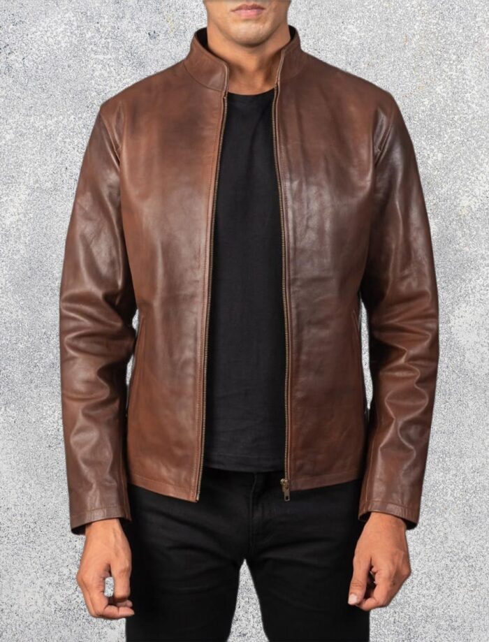 Alex Brown Leather Biker Jacket
