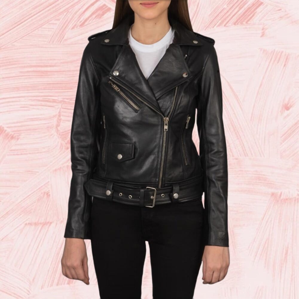 Alison Black Leather Biker Jacket