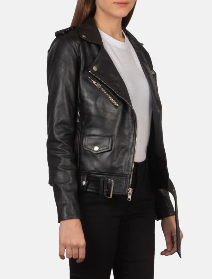 Alison Black Leather Biker Jacket