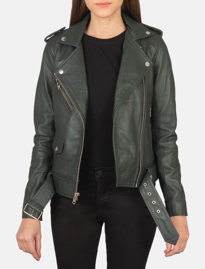 Alison Green Leather Biker Jacket