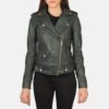 Alison Green Leather Biker Jacket