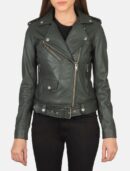 Alison Green Leather Biker Jacket